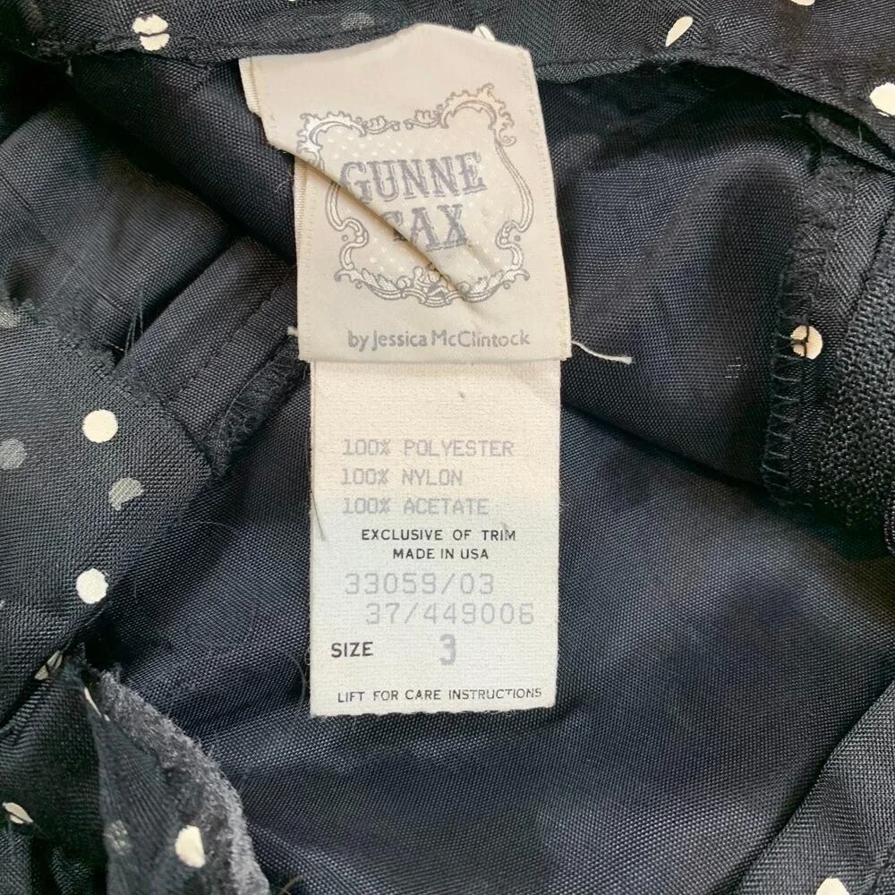 Vintage 80s Gunne Sax Polka Dot Maxi‎ Dress Size 3
